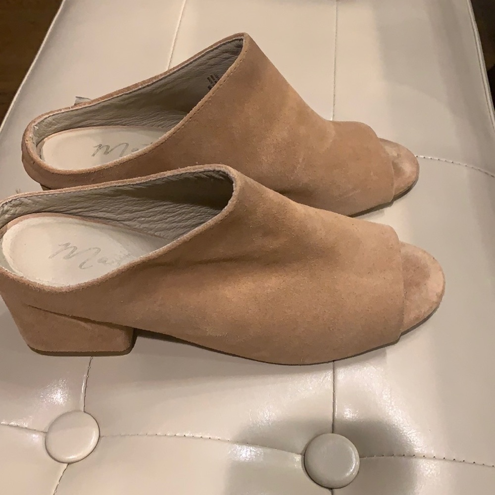 Matisse MISTY Suede Peep Toe Block Heel Mules Sz 9